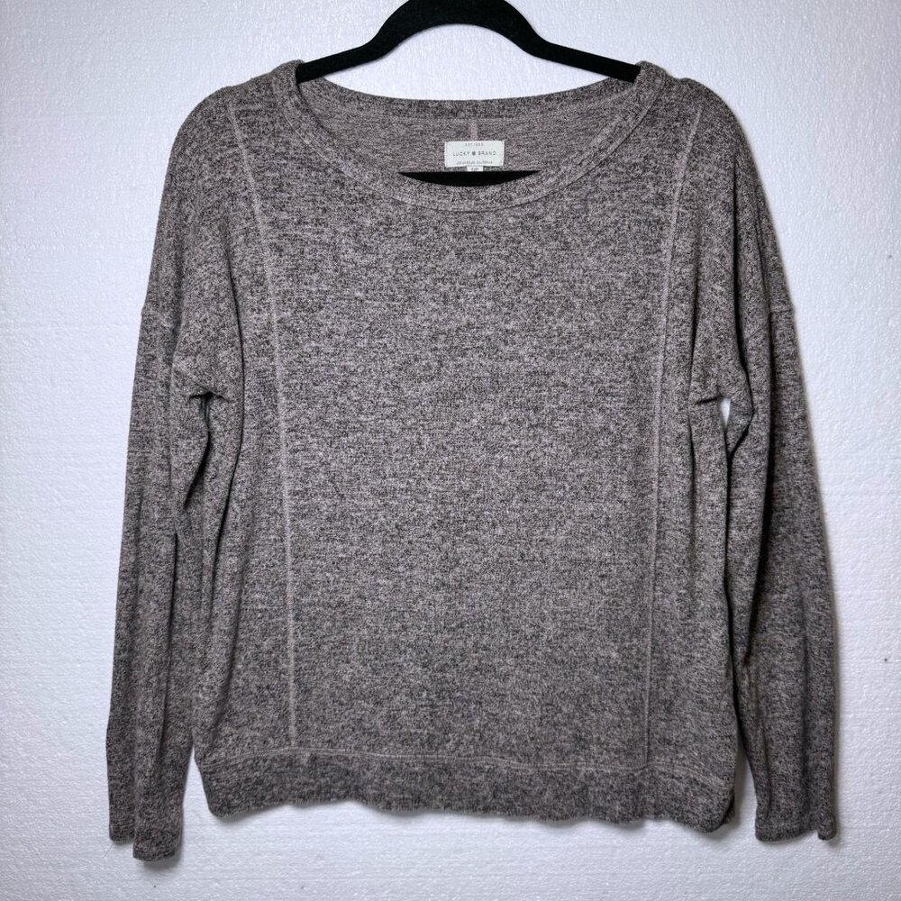 Lucky Brand Womens Size Small Gray Lightweight Pullover Sweater Soft Cozy Basic
